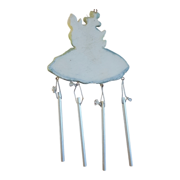 Small Vtg Mom Frog Baby Musical Wind Chime Lily Pad Welcome Sign - Picture 4 of 6